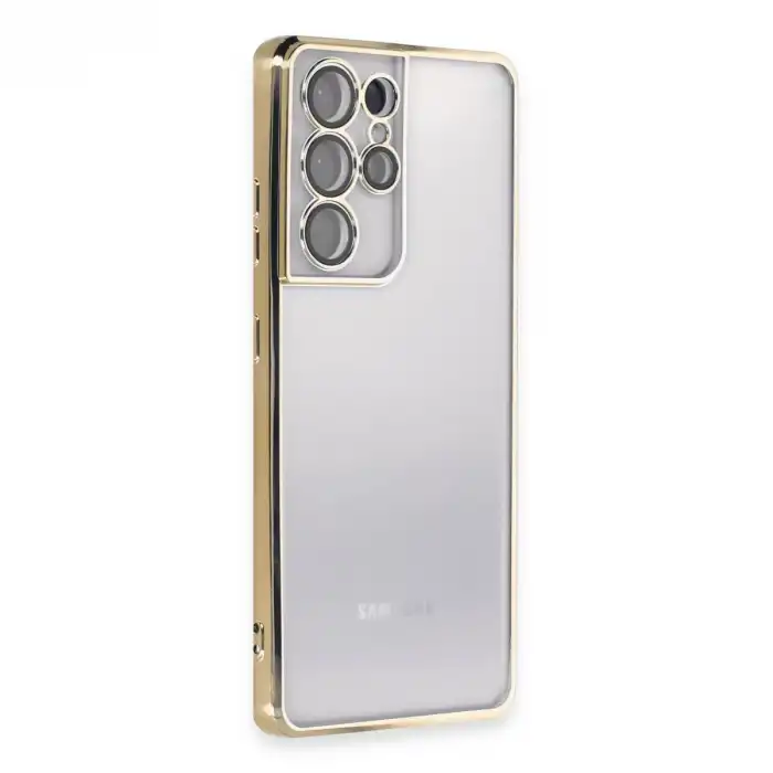 Samsung Galaxy S21 Ultra Kılıf Razer Lensli Silikon - Gold