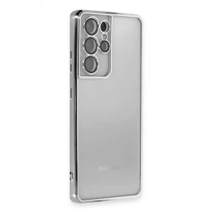 Samsung Galaxy S21 Ultra Kılıf Razer Lensli Silikon - Gümüş