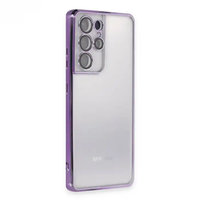 Samsung Galaxy S21 Ultra Kılıf Razer Lensli Silikon - Mor