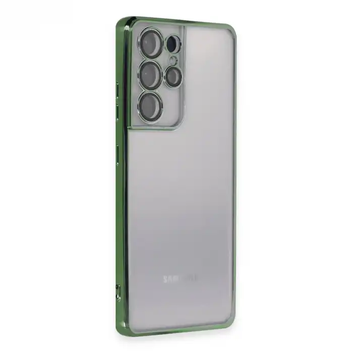 Samsung Galaxy S21 Ultra Kılıf Razer Lensli Silikon - Yeşil