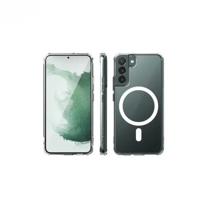 Samsung Galaxy S22 Kılıf Magneticsafe Şeffaf Silikon - Şeffaf