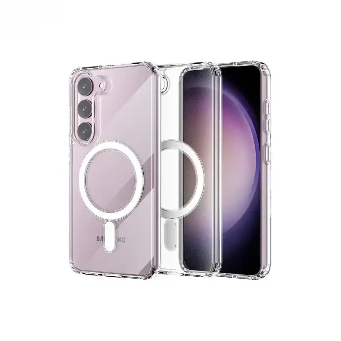 Samsung Galaxy S23 Kılıf Magneticsafe Şeffaf Silikon - Şeffaf