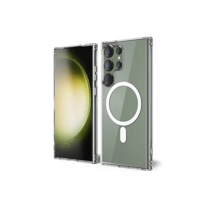 Samsung Galaxy S23 Ultra Kılıf Magneticsafe Şeffaf Silikon - Şeffaf