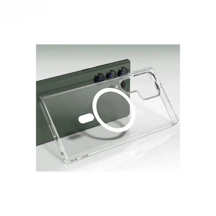 Samsung Galaxy S23 Ultra Kılıf Magneticsafe Şeffaf Silikon - Şeffaf
