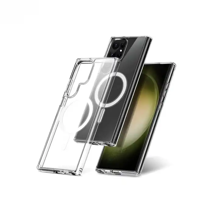 Samsung Galaxy S23 Ultra Kılıf Magneticsafe Şeffaf Silikon - Şeffaf