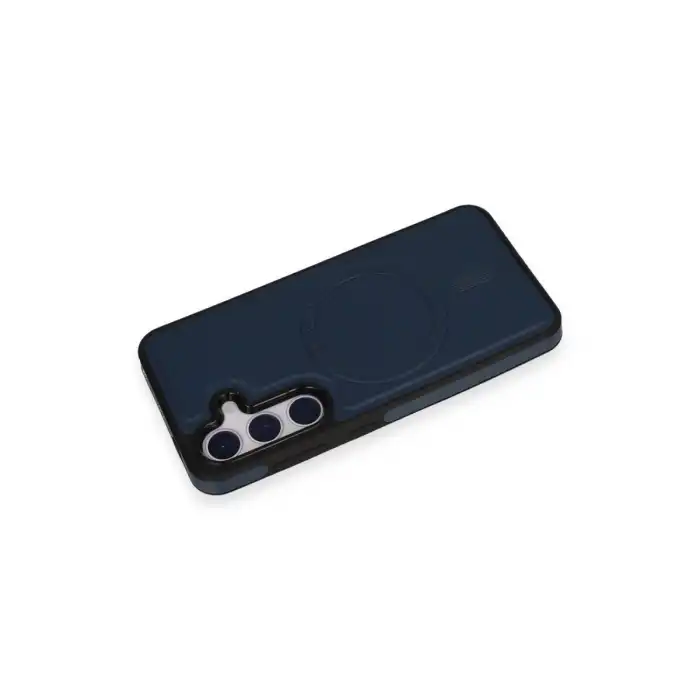 Samsung Galaxy S24 Kılıf Ozzi Magsafe Deri Kapak - Lacivert