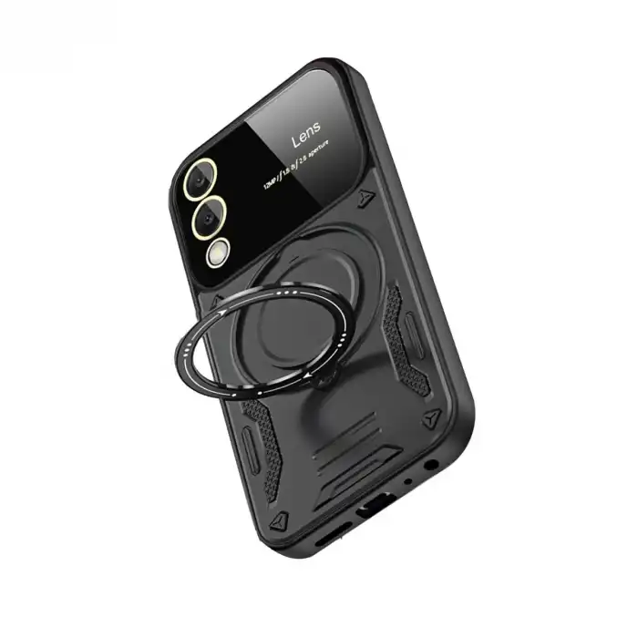 Samsung Galaxy S25 Edge Kılıf Joy Lens Standlı Kapak - Siyah