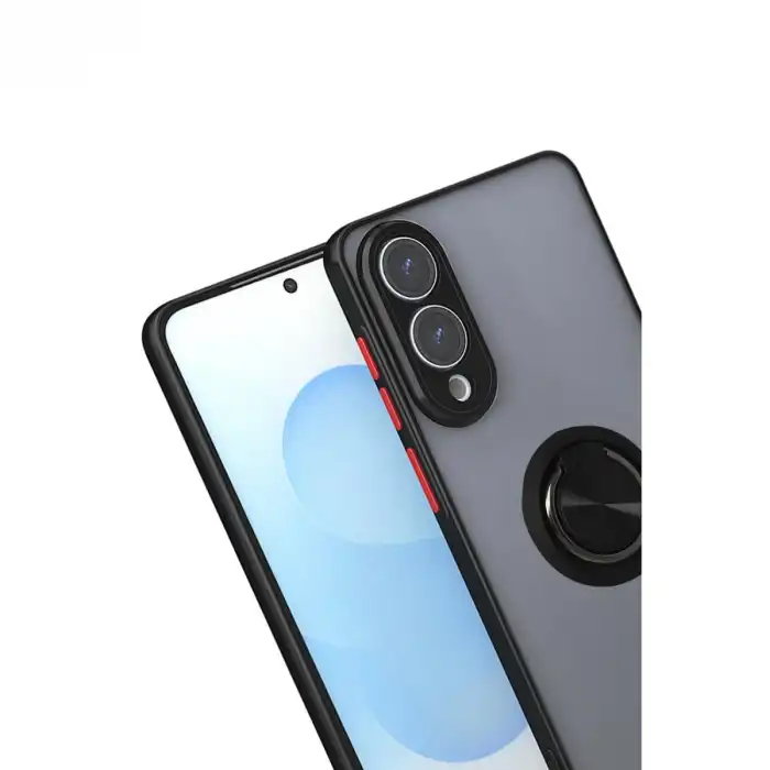 Samsung Galaxy S25 Edge Kılıf Montreal Yüzüklü Silikon Kapak - Siyah