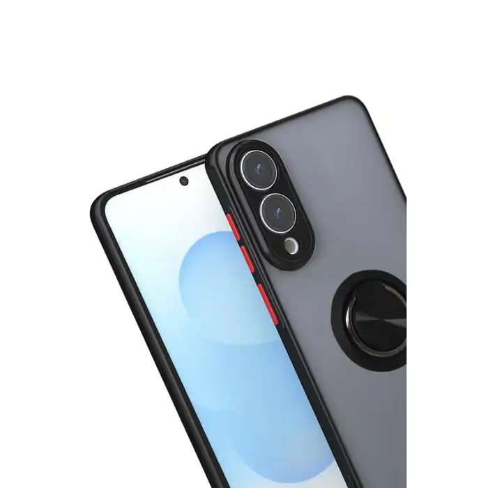 Samsung Galaxy S25 Edge Kılıf Montreal Yüzüklü Silikon Kapak - Siyah