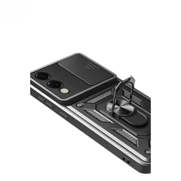 Samsung Galaxy S25 Edge Pars Lens Yüzüklü Silikon - Siyah