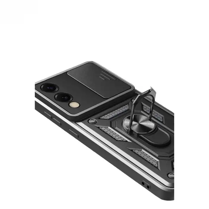 Samsung Galaxy S25 Edge Pars Lens Yüzüklü Silikon - Siyah