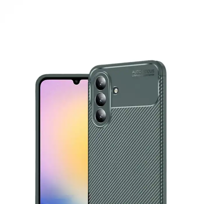 Samsung Galaxy S25 Fe Auto Focus Karbon Kapak - Koyu Yeşil