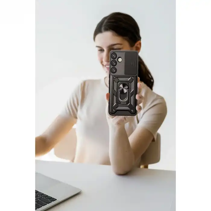 Samsung Galaxy S25 Fe Pars Lens Yüzüklü Silikon - Siyah