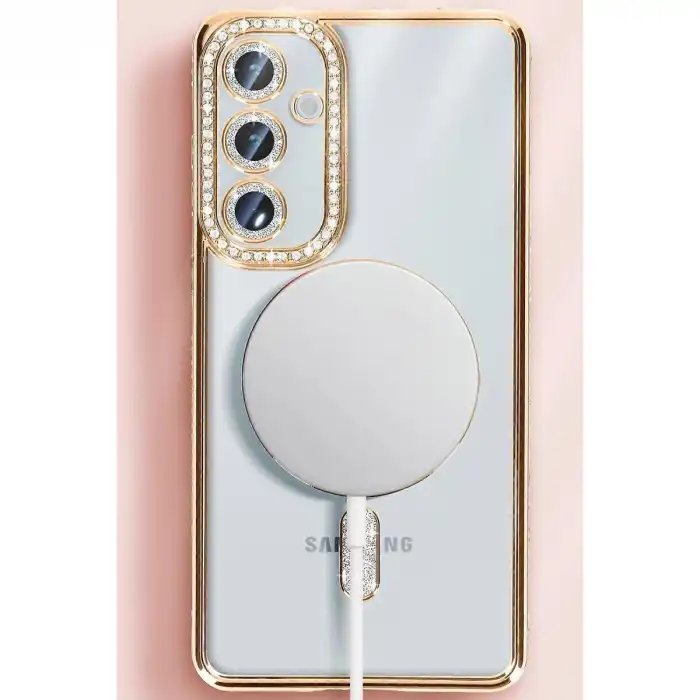 Samsung Galaxy S25 Kılıf Joke Simli Magneticsafe Kılıf - Mavi