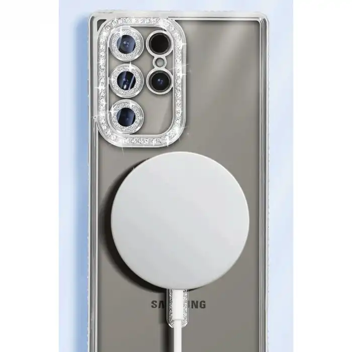 Samsung Galaxy S25 Ultra Kılıf Joke Simli Magneticsafe Kılıf - Pembe