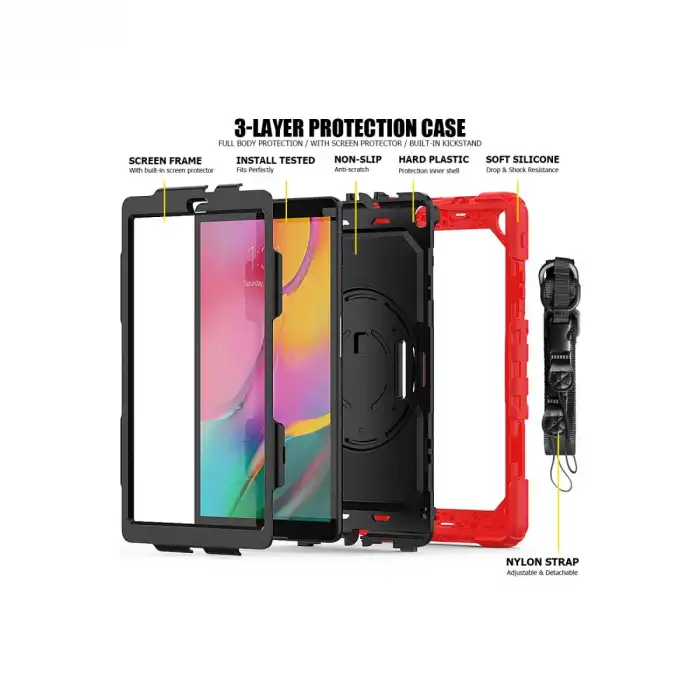 Samsung Galaxy T510 Tab A 10.1 Kılıf Pars Tablet Kapak - Kırmızı