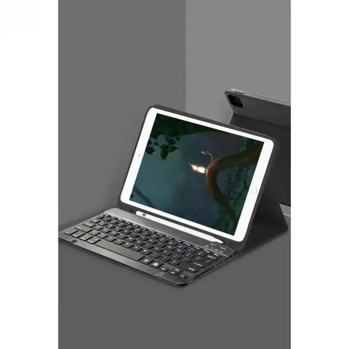 Samsung Galaxy X200 Tab A8 10.5 Kılıf Kc01 Smart Klavyeli Tablet Kılıfı - Siyah