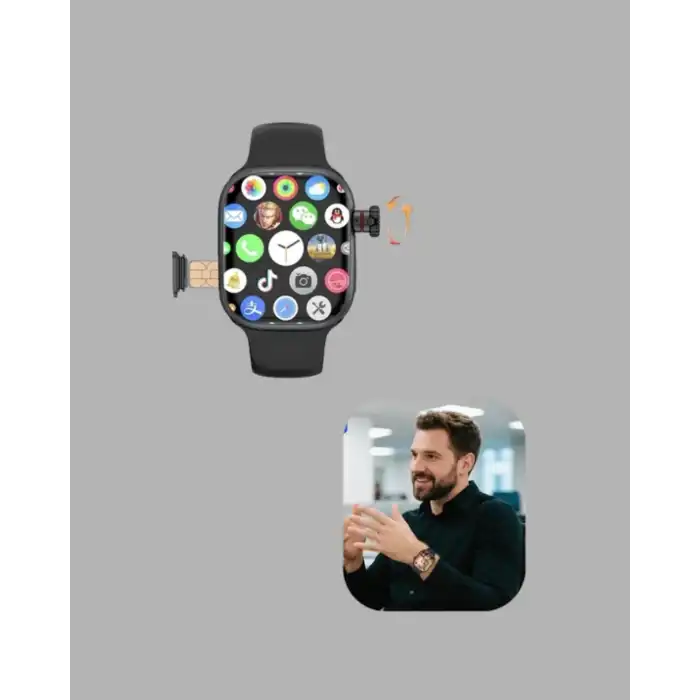Sesli Arama Özellikli SIM Kartlı Siyah Akıllı Saat