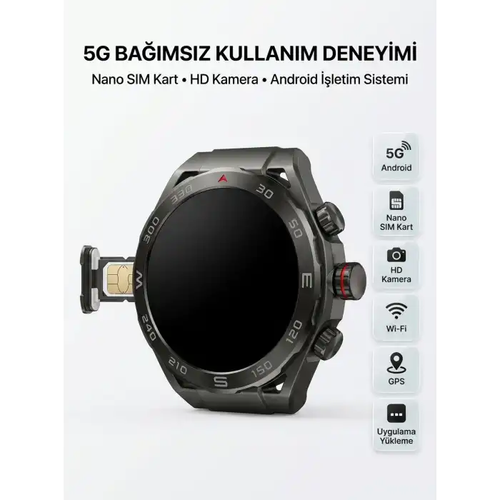 SIM Kartlı 5G Android Akıllı Saat HD Kamera Wi-Fi GPS Uygulama Yükleyebilen