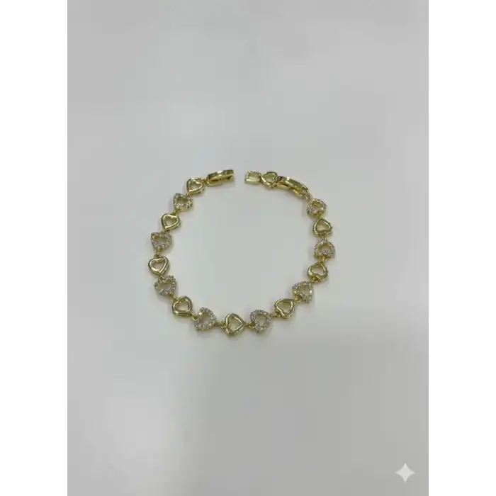 Sıralı Kalp Taşlı Cm Bileklik