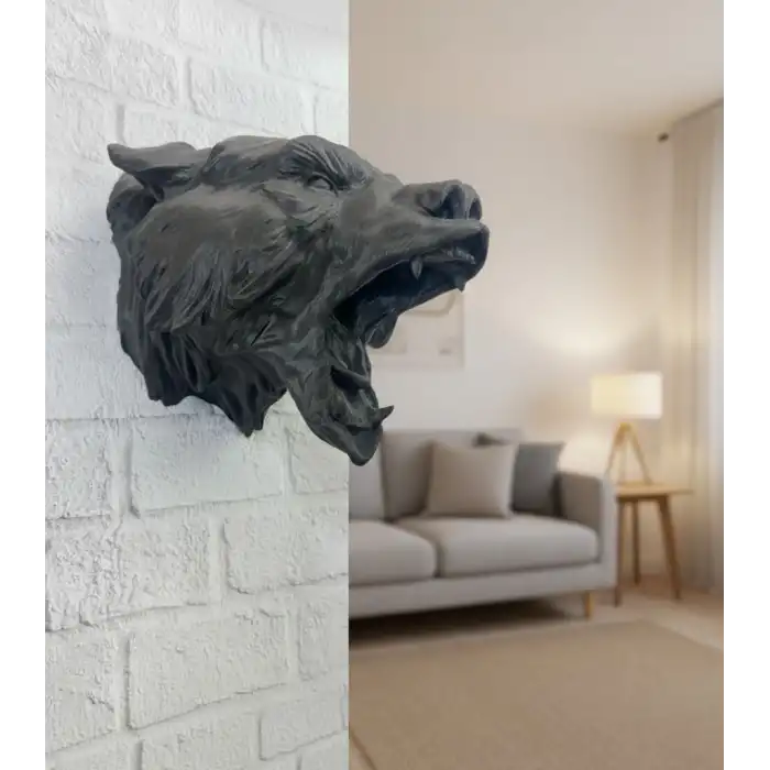 Siyah Ayı Figürü Duvar Dekoru Asılabilir Hediyelik Heykel 25x19 cm