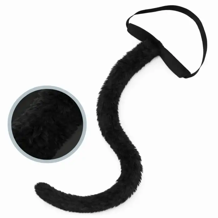 Siyah Peluş Kuyruk Şekil Verilebilir 70 Cm