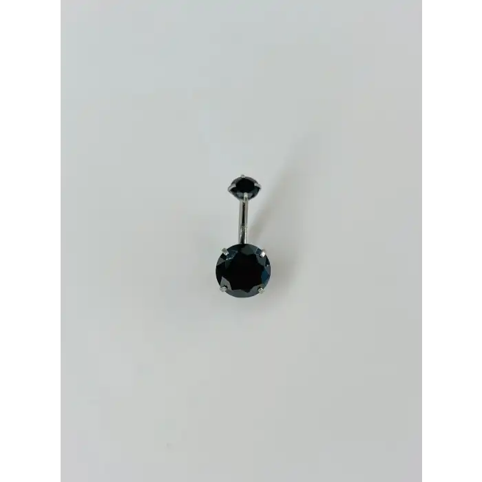 Siyah Taşlı Göbek Piercing