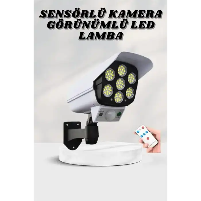 Solar Lamba Kamera Görünümlü Duvar Lambası Dönebilen Bahçe Aydınlatması