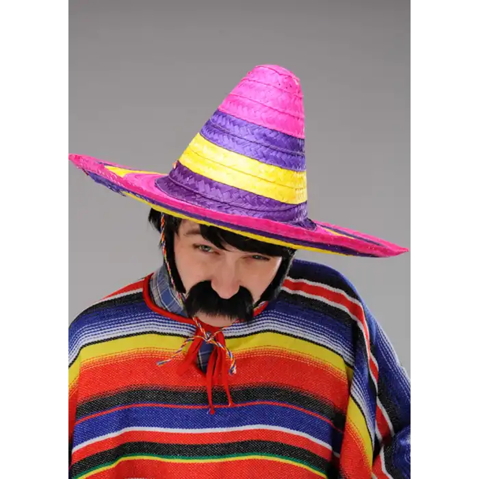 Sombrero Meksika Şapkası Renkli Örme Hasır Yetişkin Boy
