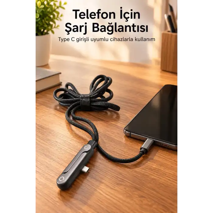Standlı Şarj Kablosu Çift Type C Bağlantılı