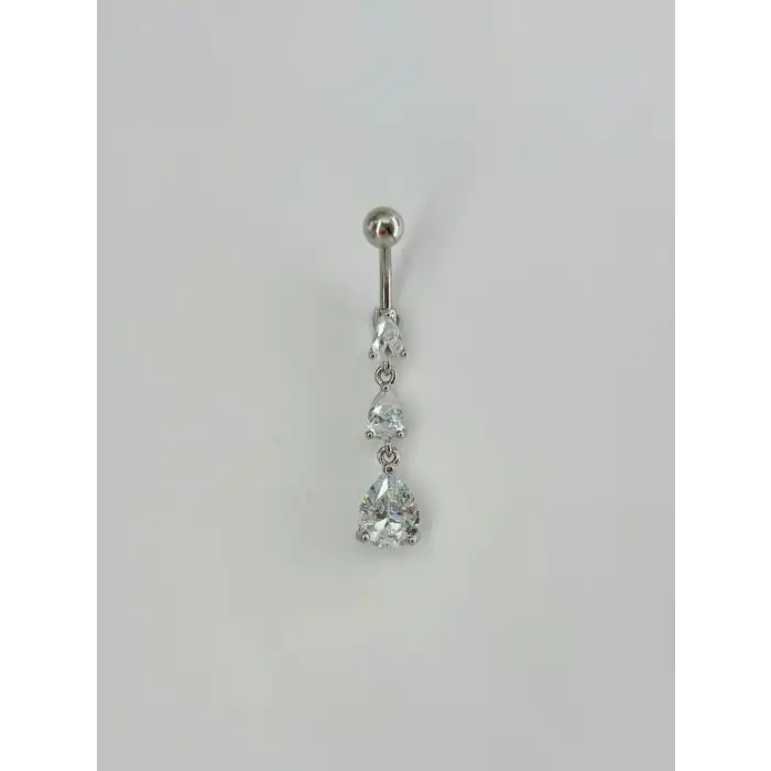 Su Damlası Detaylı Sallantılı Göbek Piercing