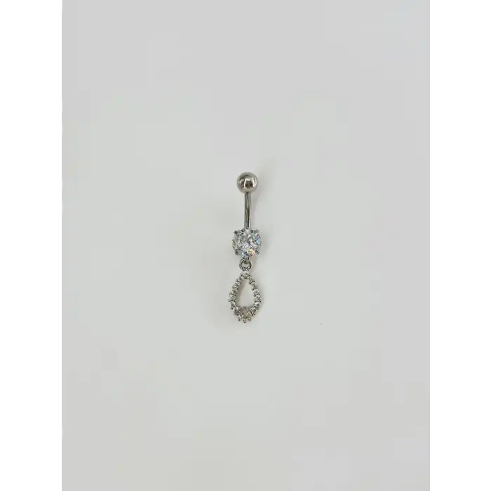 Taşlı Su Damlası Detaylı Göbek Piercing