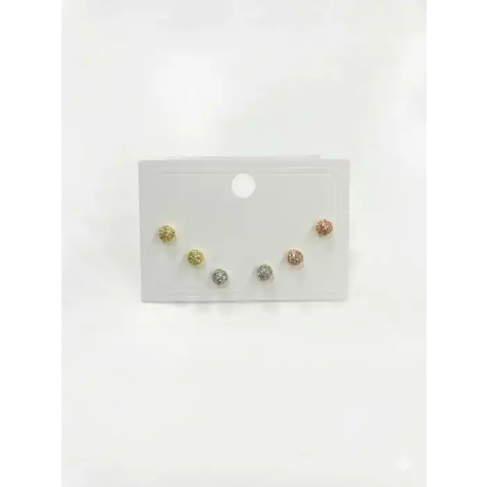 Taşlı Top Altılı Küpe