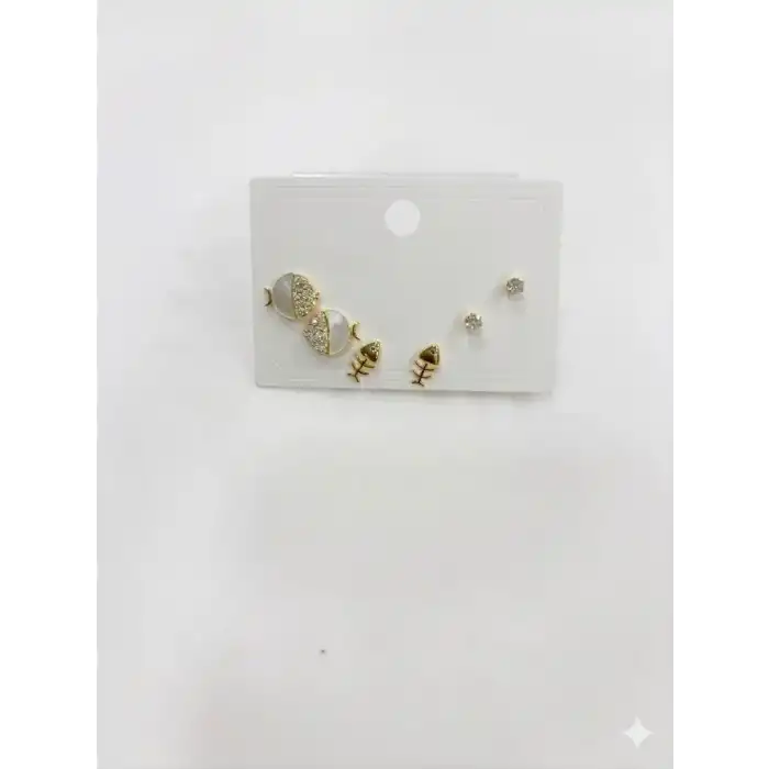 Tatlı Balık Ve Kılçık Detaylı Altılı Küpe