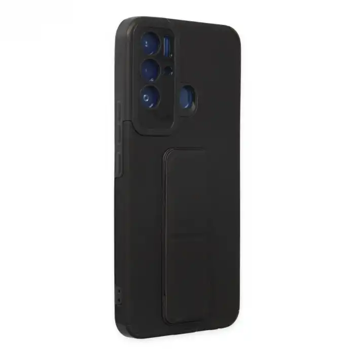 Tecno Pova Neo Kılıf Mega Standlı Silikon - Siyah
