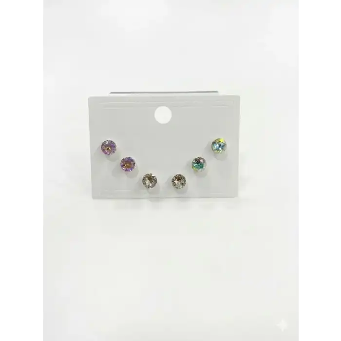 Tektaş Çok Renkli Altılı Küpe