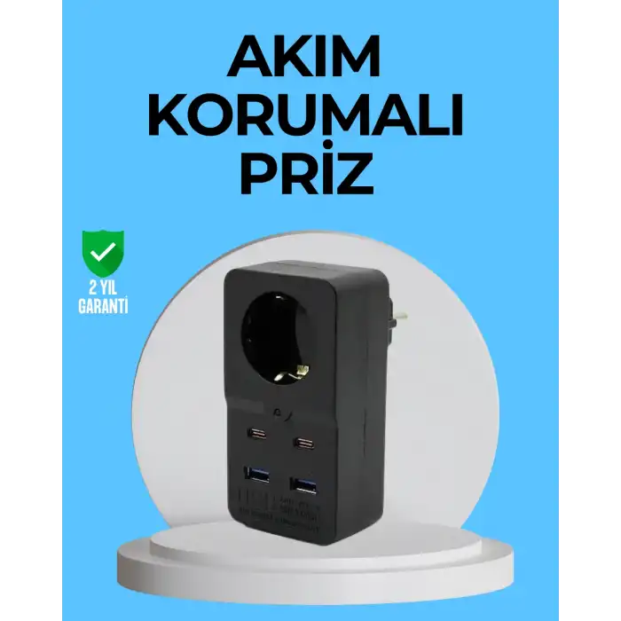 Termal Korumalı Priz Otomatik Çocuk Kilidi 4 USB Type C