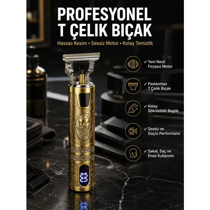 Tıraş Makinesi Çizik Tıraş Paslanmaz Çelik Uzun Ömürlü Şarjlı