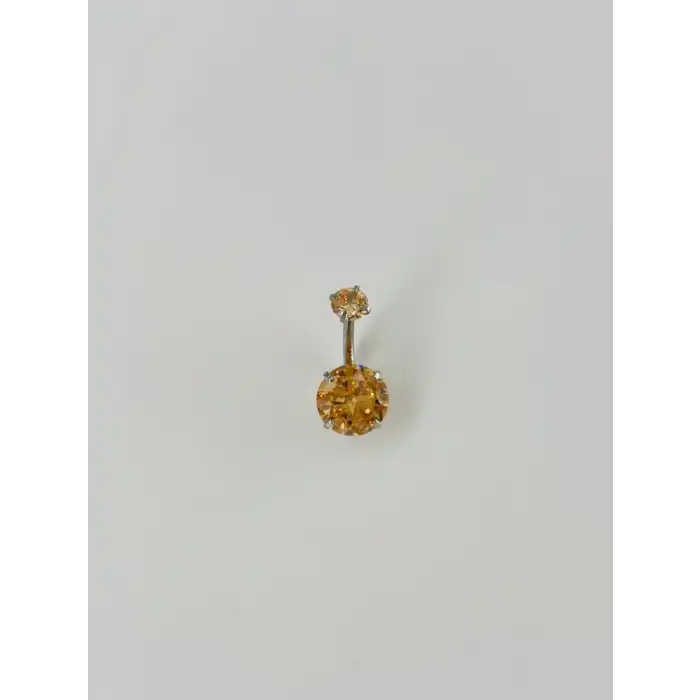 Turuncu Taşlı Göbek Piercing