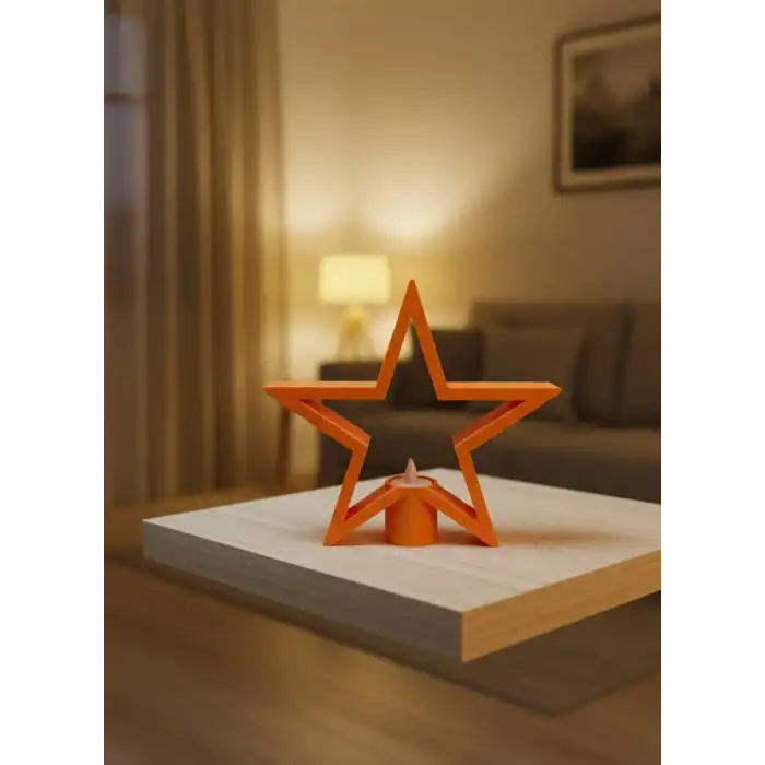 Turuncu Yıldız Mumluk Loş Işık Salon Dekoru