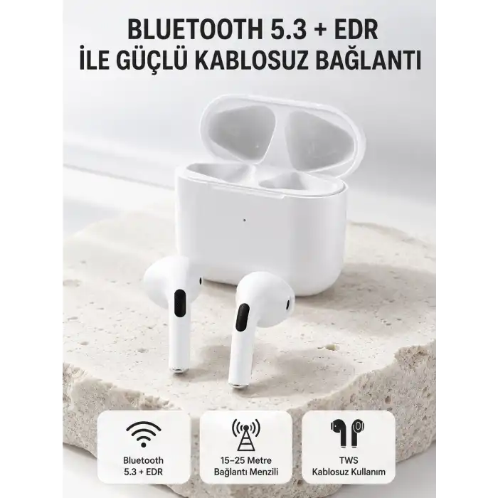 TWS Kablosuz Bluetooth Kulaklık 3 Saat Müzik 4 Saat Konuşma Şarj Kutulu