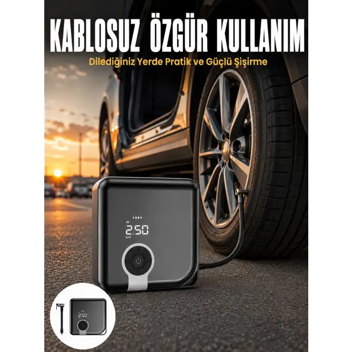 Type-C Şarj Girişli Diyafram Tip Kompresör Yeni Nesil