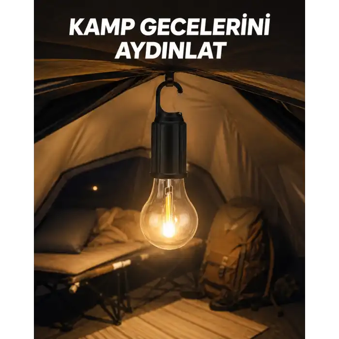 Type-C Şarjlı LED Kamp Lambası – Uzun Ömürlü Pil ve Yüksek Parlaklık