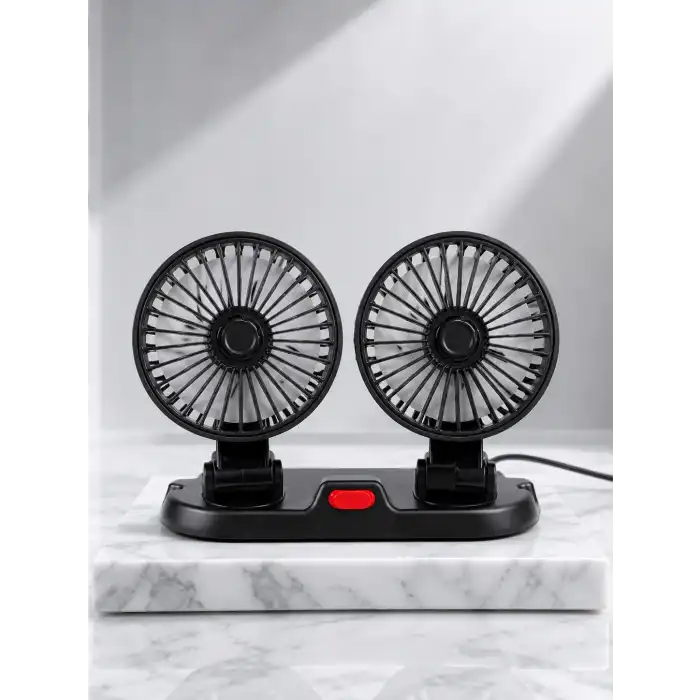 USB Bağlantılı Çift Başlıklı Araç İçi Soğutma Vantilatörü