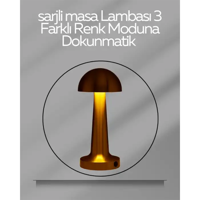 USB Şarjlı Dokunmatik LED Masa Lambası – 3 Renk Modu & Dimmer