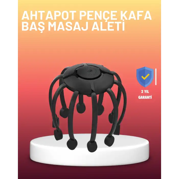 USB Şarjlı Kafa Masaj Aleti 3 Modlu 8 Başlıklı Stres Giderici