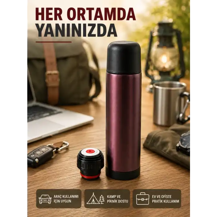 Vakumlu Termos 304 Paslanmaz Çelik Seyahat Termosu