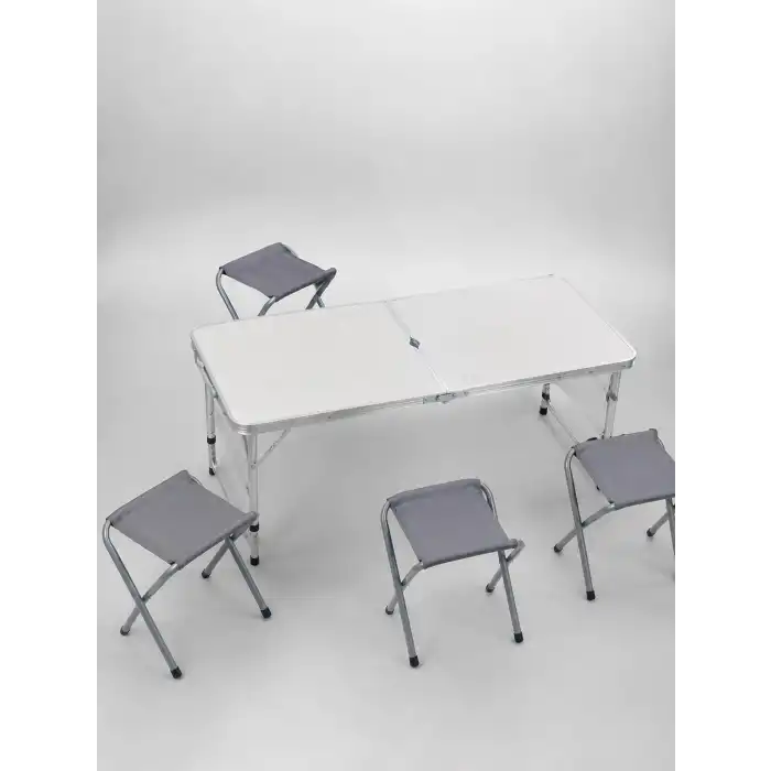 Valiz Tipi Katlanabilir Piknik Masası 4 Tabureli Taşınabilir Kamp Masası