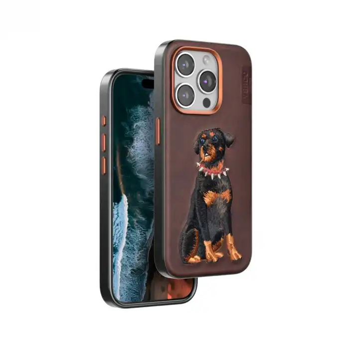 Venco İphone 15 Pro Perma Desenli Kapak - Koyu Kahve