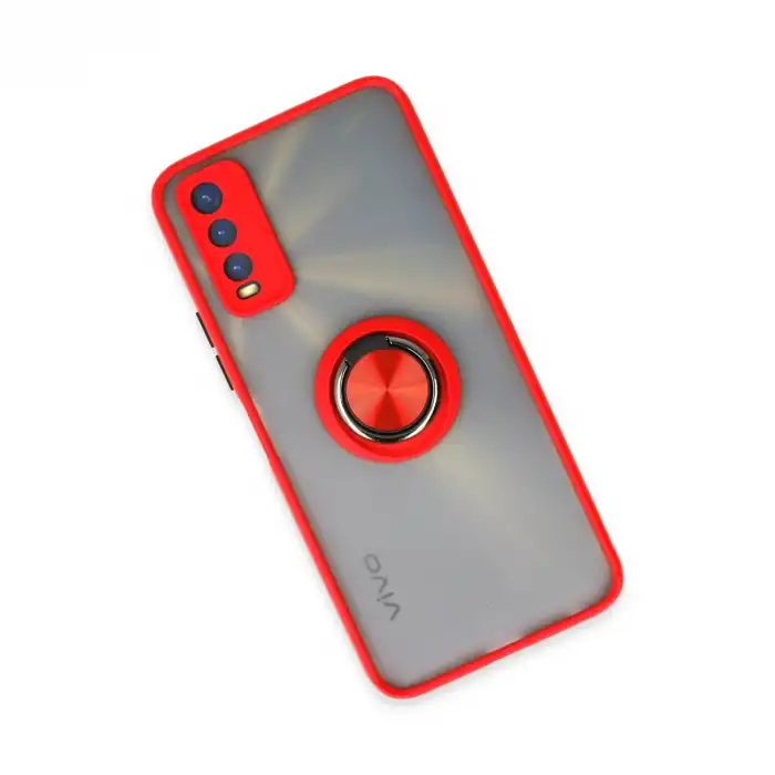Vivo Y11s Kılıf Montreal Yüzüklü Silikon Kapak - Kırmızı